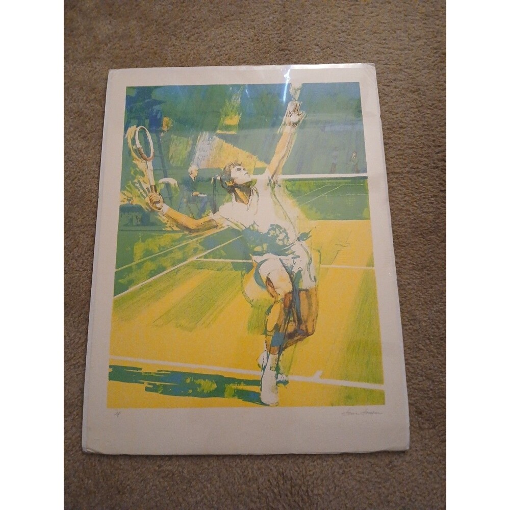 Jim Jonson Pencil signed Lithograph   Tennis Serve AP